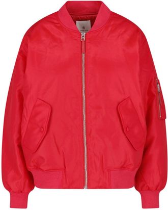 Anine Bing Red Leon Fabric Bomber Jacket