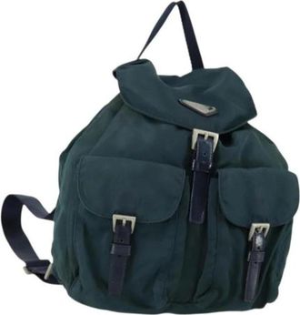 Prada Pre-owned Vintage Rugzak - Dames - Vintage Rugzakken - Groen - ONE Size - Nylon - Vintage