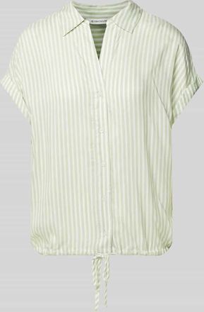 Tom Tailor Relaxed Fit Kurzarmbluse aus reiner Viskose mit V-Ausschnitt in Hellgruen, Größe 36