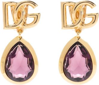 Dolce & Gabbana Accessoires, Dames, Geel, ONE Size, Clip-on oorbellen met een glinsterende kristal