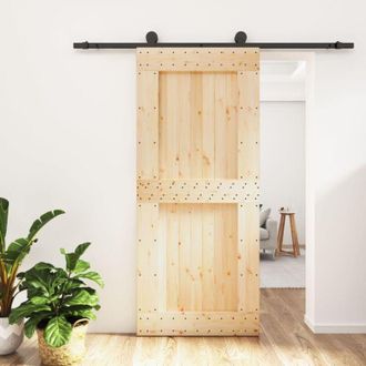 vidaXL Vidaxl - Puerta Corredera Con Herrajes Madera Maciza De Pino 90x210 Cm