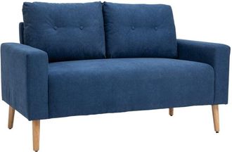 HOMCOM Homcom - Sof&aacute; De 2 Plazas Sill&oacute;n Moderno Tapizado En Poli&eacute;ster Con 2 Cojines Reposabrazos Patas De Madera De Caucho Para Dormitorio Oficina 145x76x88 