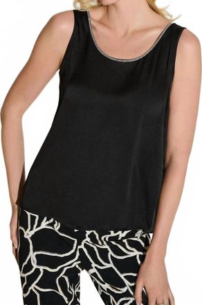 Joseph Ribkoff Rhinestone Collar Tank In Black