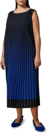 Marina Rinaldi Danzare Pleated Crepe Maxi Tank Dress In Blue Night Blue