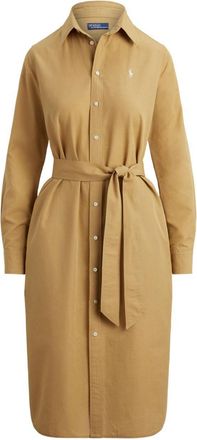 Polo Ralph Lauren Womens Midi Shirt Dress Beige Cotton