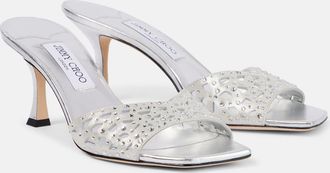 Jimmy Choo London Mules Skye 70 in raso con cristalli