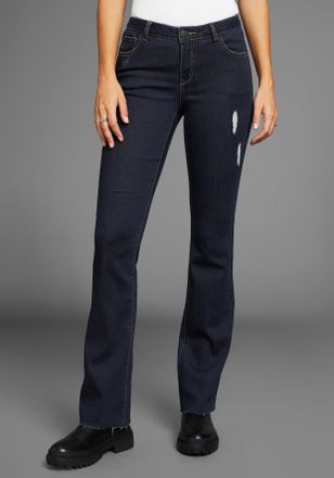 Arizona Bootcut-Jeans ARIZONA Ultra-Stretch, Damen, Gr. 34, N-Gr, blau (rinsed), Denim/Jeans, Obermaterial: 74% Baumwolle, 24% Polyester, 2% Elasthan, bootcut