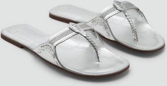 Mango Sandali pelle metallizzata argento - Donna - 36 - MANGO