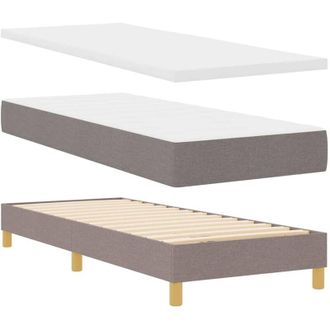 vidaXL Cama Con Somier Y Colch&oacute;n Crema 90x200 Cm Fabric Taup&eacute; Vidaxl