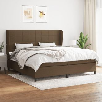 vidaXL Vidaxl - Cama Box Spring Con Colch&oacute;n Tela Marr&oacute;n Oscuro 200x200 Cm