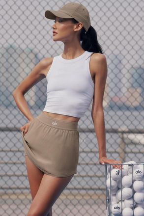 Alo | Match Point Tennis Skirt in Gravel Beige, Size: Medium