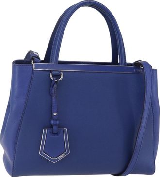 Fendi 2Jours Bag Leather Blue Leather Handbag (Pre-Owned)