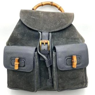 Gucci Pre-owned Backpacks, female, Gray, Size: ONE SIZE Pre-owned Suede gucci-bags