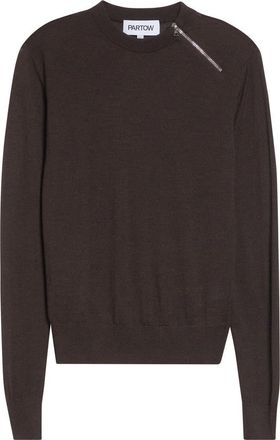 Nellie Partow Bea Zip Virgin Wool Sweater in Espresso at Nordstrom, Size Medium