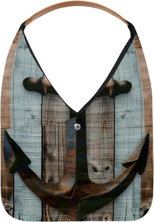 Generic Vintage Wooden Board Brown Anchor Reusable Lightweight Grocery Bags - Foldable Into Compact Pouch, Washable & Sturdy, Multipurpose for Shopping and Tr