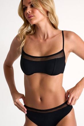 Shan Grid mesh bralette bikini top in Black at Nordstrom, Size 10
