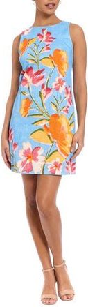 London Times Floral Cotton Sateen Shift Dress in Blue/Orange at Nordstrom Rack, Size 12