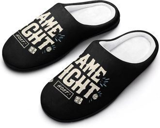 Generic Game Night Host Funny Mens Cotton Slippers Soft Non-Slip Rubber Sole House Slipper Indoor Outdoor