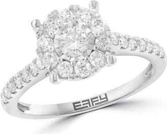 Effy Sterling Silver Diamond Halo Ring in White at Nordstrom Rack, Size 7