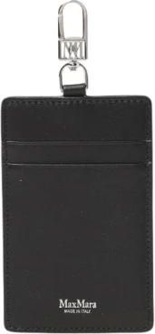 Max Mara Accessoires, Dames, Zwart, ONE Size, Zwarte Leren Kaarthouder met Clip