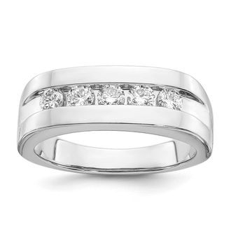Diamond2Deal 14k White Gold Lab Grown Diamond 5-Stone Band Ring 3/4Ct Clarity- VS Color- G-H
