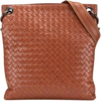 Bottega Veneta Pre-owned Cross Body Bags, female, Brown, Size: ONE SIZE Pre-owned Woven Leather Crossbody Bag