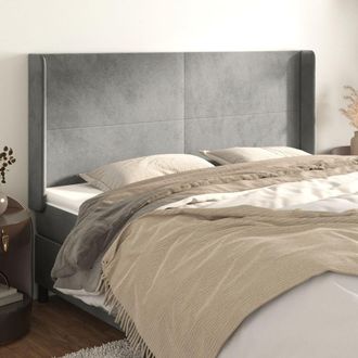 vidaXL Cabecero Con Orejas De Terciopelo Gris Claro 183x16x118/128 Cm Vidaxl