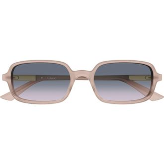 Chlo&eacute; 53mm Gradient Rectangular Sunglasses in Beige at Nordstrom