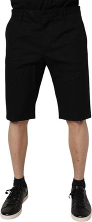 Dolce & Gabbana Mens Black Cotton Stretch Mid Waist Bermuda Shorts Elastane