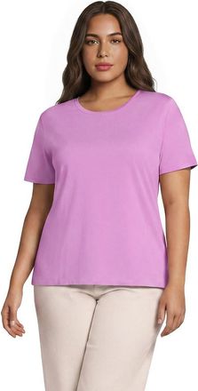 Lands End Supima Cotton Crew Neck T-Shirt in Aster Pink at Nordstrom, Size 2X