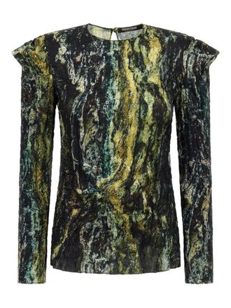 Roberto Cavalli print long-sleeve top - women - Viscose - 38 - Green