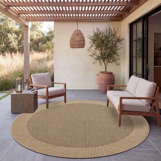 Paco Home Paco Home Alfombra Interior Y Exterior Balcon Alfombra Cocina Con Ribete &Oacute;ptica Sisal Lisa Beige &Oslash; 120 Cm Redon