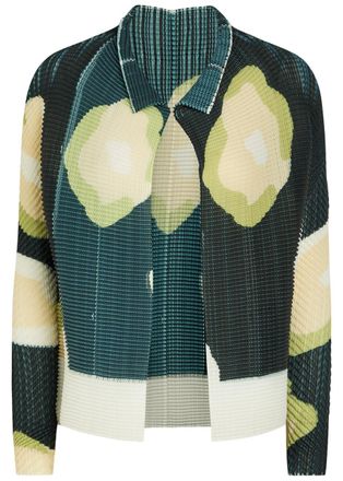 Issey Miyake Printed Pleated Woven Cardigan - Black - 2