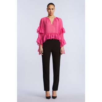 BCBGeneration Ruffle Swing Top in Fuchsia Purple at Nordstrom, Size Small