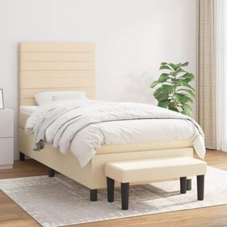 vidaXL Cama Box Spring Con Colch&oacute;n Tela Color Crema 90x190 Cm Vidaxl