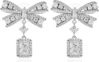 Self Portrait Earrings, female, Gray, Size: ONE SIZE Crystal Droplet Bow Earrings
