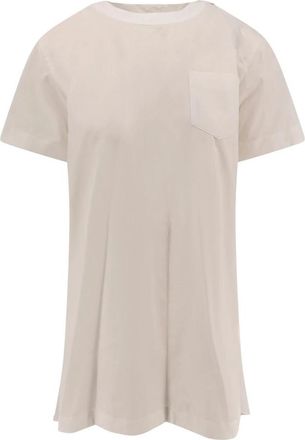 sacai Kleedjes, Dames, Wit, M, Katoen, Witte Jurk Met Rits Italiaans Gemaakt