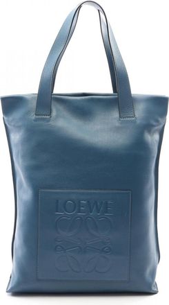 Loewe Blue Leather Handbag Tote Bag (Pre-Owned)