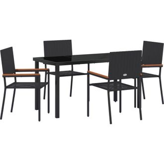 vidaXL Conjunto De Comedor De Jard&iacute;n 5 Pcs Negro Polirat&aacute;n Vidaxl