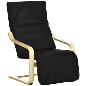 OEM Sill&oacute;n De Sal&oacute;n Con Reposapi&eacute;s Ajustable Butaca Tapizado En Tela Para Oficina Dormitorio 66,5x94x100cm Negro
