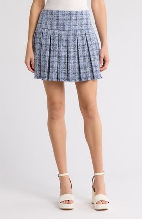 Alice & Olivia Emilie Tweed Box Pleat Miniskirt in Blue Multi at Nordstrom Rack, Size 4