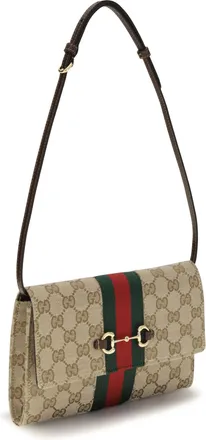 Gucci Womens Horsebit Web Wallet With Shoulder Strap V.sand-Dk Br-Vrv-Blk Polyester; Cotton; Polyamide V.sand/dk Br/vrv/blk