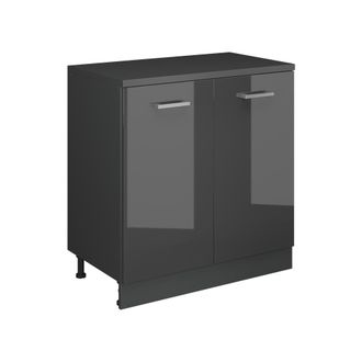 Vicco Armario De Cocina Para Techo Inclinado R-line, Antracita Alto Brillo, 80 Cm Sin Inclinaci&oacute;n Con 2 Puertas, Vicco