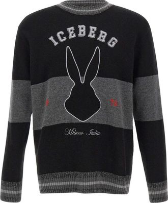Iceberg Bugs Bunny Gebreide Trui - Heren - Ronde hals truien - Veelkleurig - L - Wol - Truien & Vesten