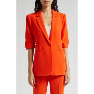 Cinq &agrave; Sept Khloe Short-Sleeve Blazer in Deep Tangelo at Nordstrom Rack, Size 6