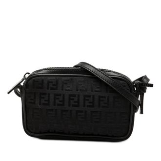 Fendi Tweedehands Mini Zucchino Canvas Zip Crossbody