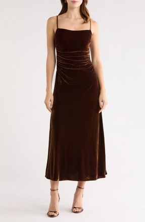 ASTR the Label Valery Sleeveless Velvet Midi Dress in Brown at Nordstrom, Size X-Small