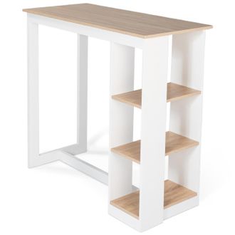 IDMarket Tavolo Alto Da Bar Barth Da 2 A 4 Persone Con Piano In Legno Bianco Traforato Effectto Faggio