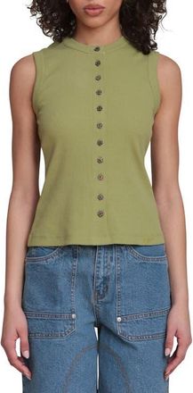 Avec Les Filles Sleeveless Rib Top in Bayleaf at Nordstrom, Size X-Small