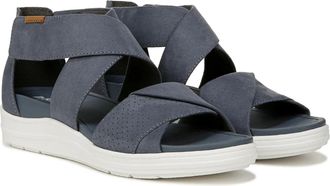 Dr. Scholls Time Off Fun Sandal Blue Wedge Heel Ankle Strap HAWK515